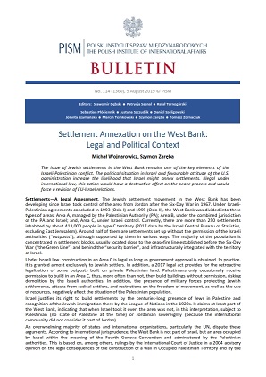 Settlement Annexation on the West Bank: Legal and Political Context Cover Image