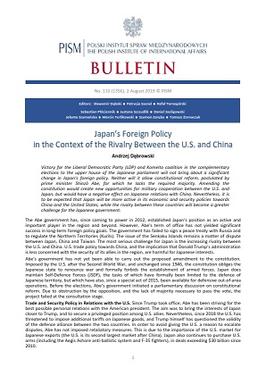 Japan’s Foreign Policy in the Context of the Rivalry Between the U.S. and China Cover Image