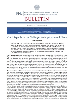 Czech Republic on the Challenges in Cooperation with China
