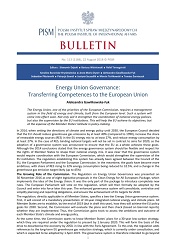 Energy Union Governance: Transferring Competences to the European Union