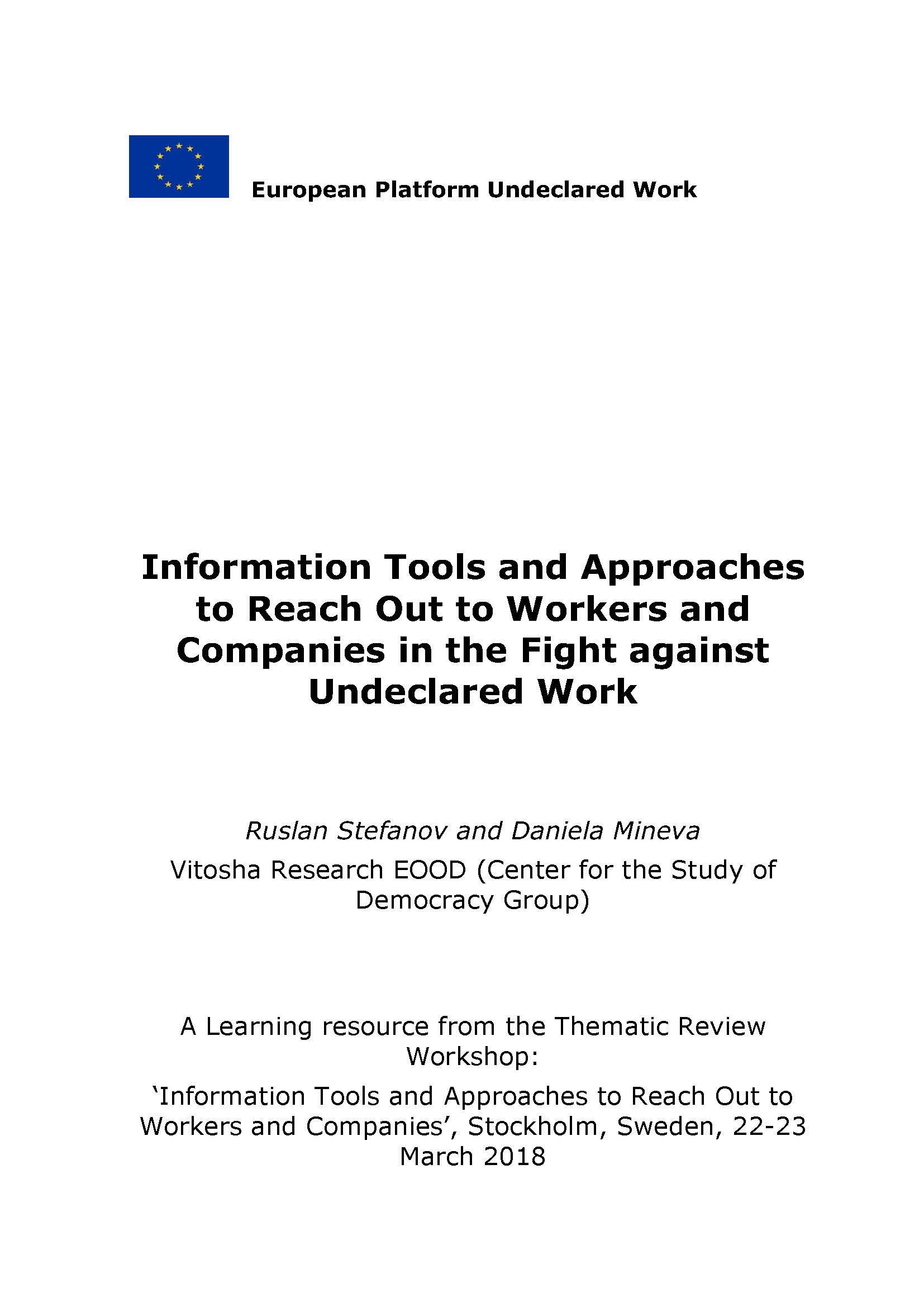 Information Tools and Approaches to Reach Out to Workers and Companies in the Fight against Undeclared Work Cover Image