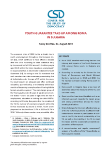 Policy Brief No. 87: Youth Guarantee Take-up among Roma in Bulgaria