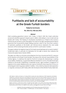 Pushbacks and lack of Accountability at the Greek-Turkish borders Cover Image