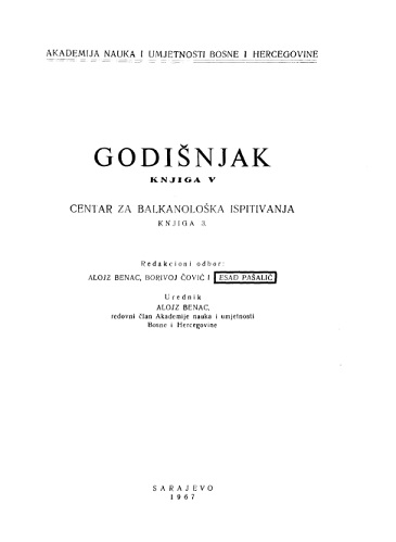 Izbor tekuće bibliografije radova iz paleobalkanistike u Jugoslaviji (1966)
