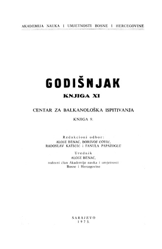 The Selection of the Current Bibliography of Papers from Paleobalkanistics in Yugoslavia (1972)