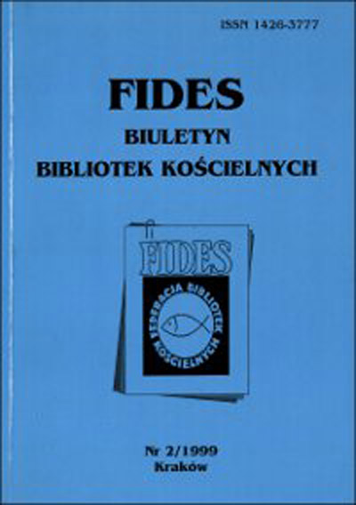 FIDES Federation of Church Libraries in the period 26 VI 1998 - 29 XI 1999 Cover Image