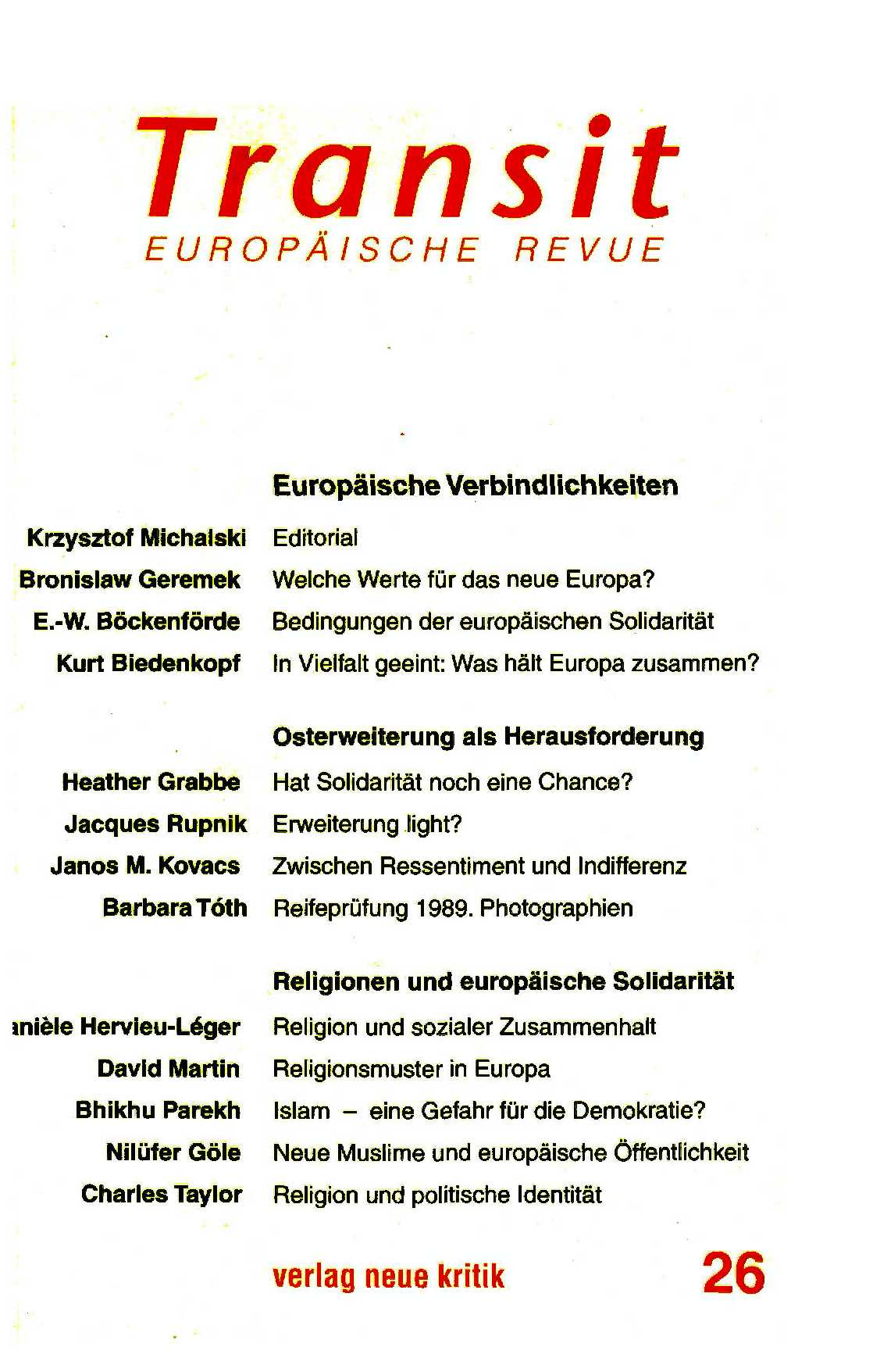 Welche Werte für das neue Europa? Cover Image