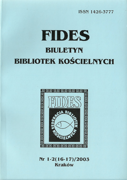 Protocol No. 8 of the Board of Governors of the Federation of Church Libraries FIDES on 8 September 2003 Cover Image
