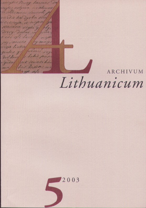 Archivum Lithuanicum 5 Cover Image