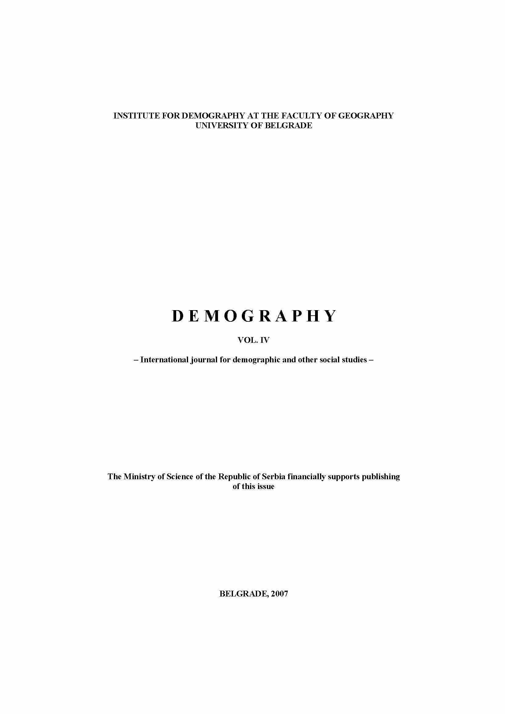 Bela Voda – Modern Demographic Processes and Problems Cover Image