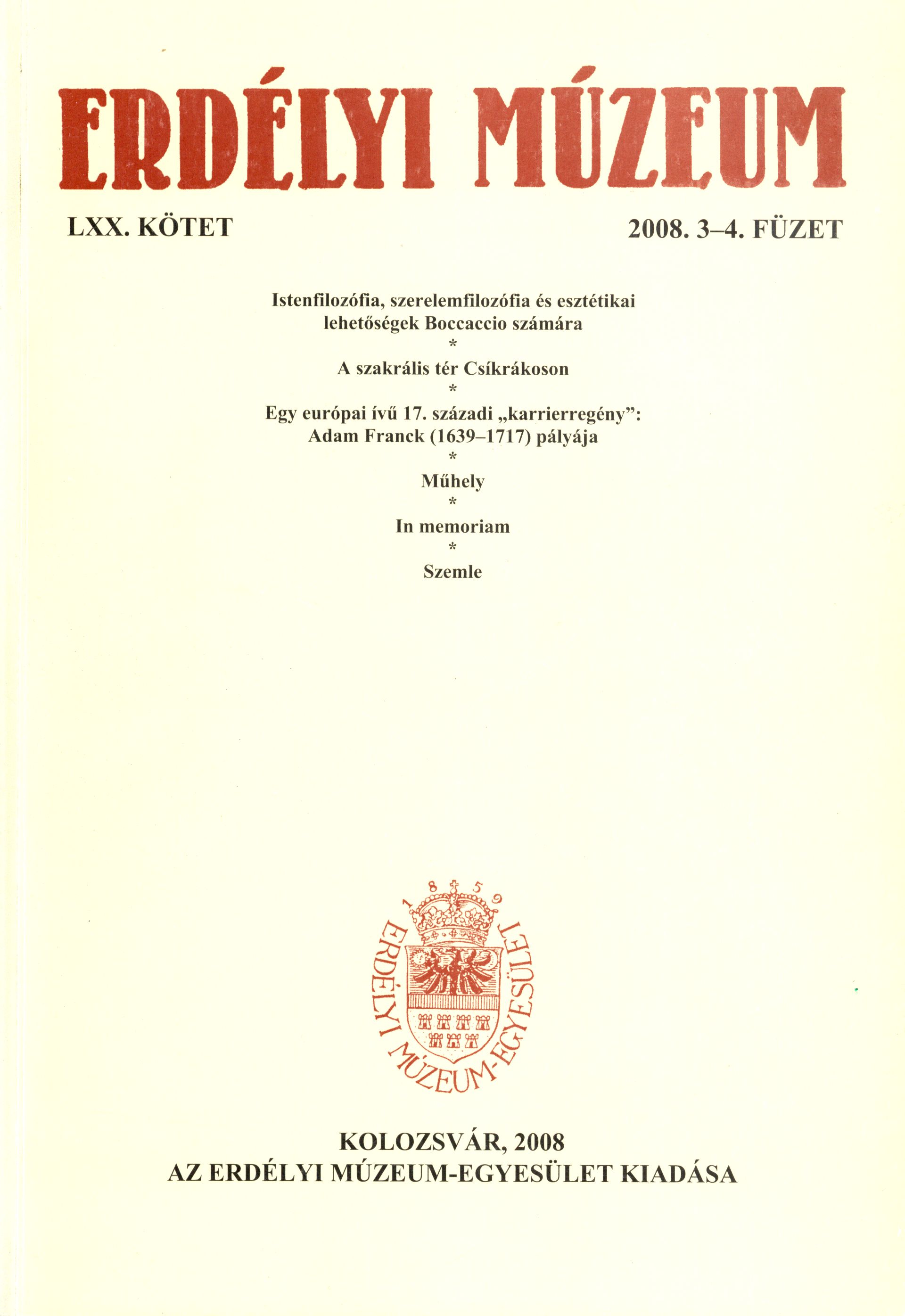 Data on the Establishment of the Tárkány Family from Inaktelke (Inucu) in the Hóstát of Kolozsvár (Cluj) Cover Image