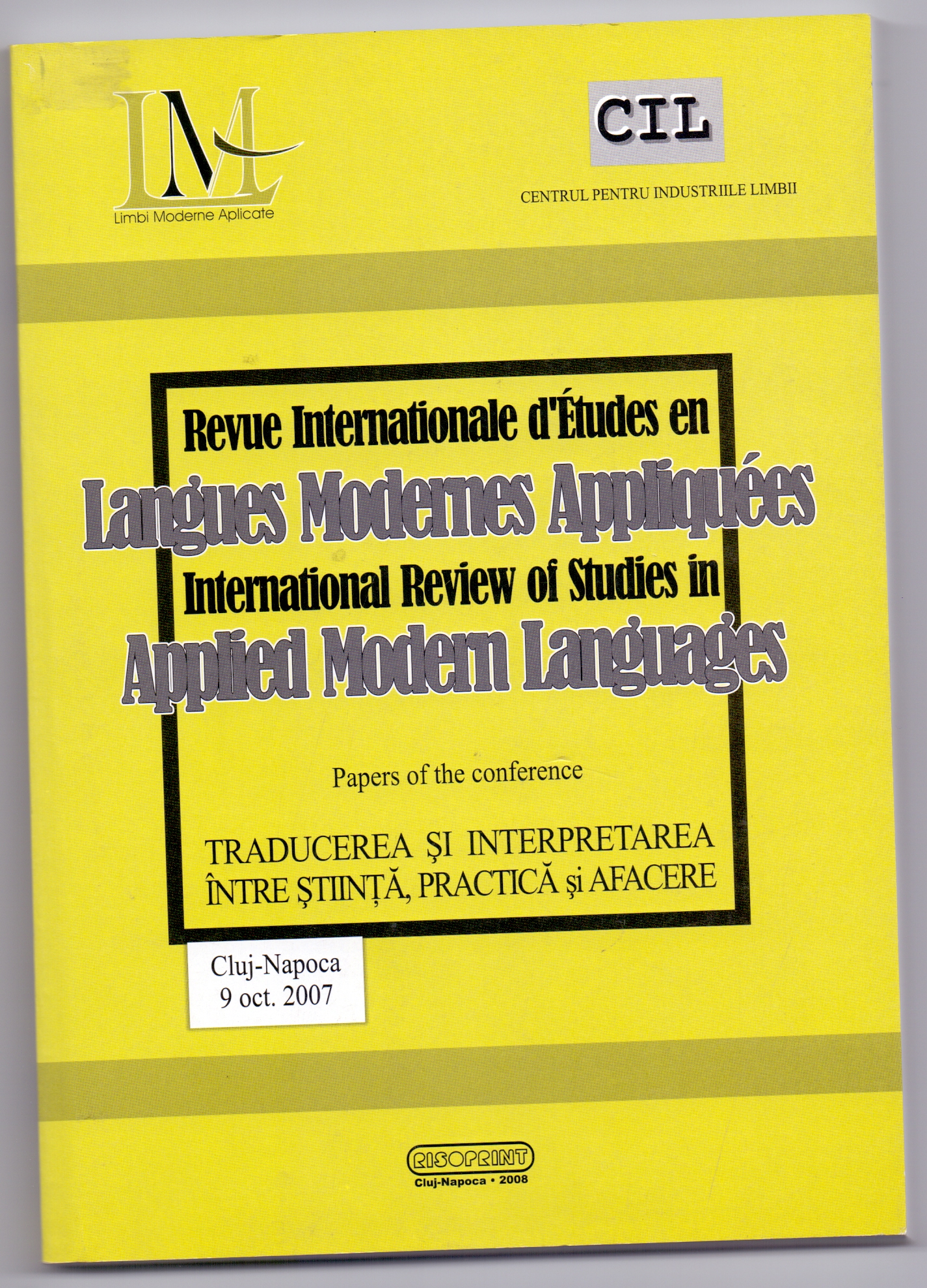 Victoria Moldovan, Liana Pop, ”New Openings for Languages. The Romanian Language”, Centre Régional de Documentation Pédagogique des Pays de la Loire, Nantes, 2008 Cover Image