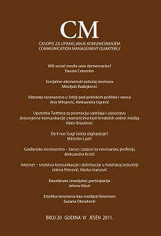 Use of Twitter for Promotion and Establishment of Two-Way Communication with Users in Croatian Online Media Cover Image