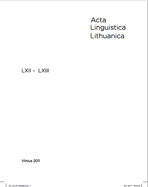 Temporal Clauses with Conjunction neg in Old Lithuanian Writings Cover Image
