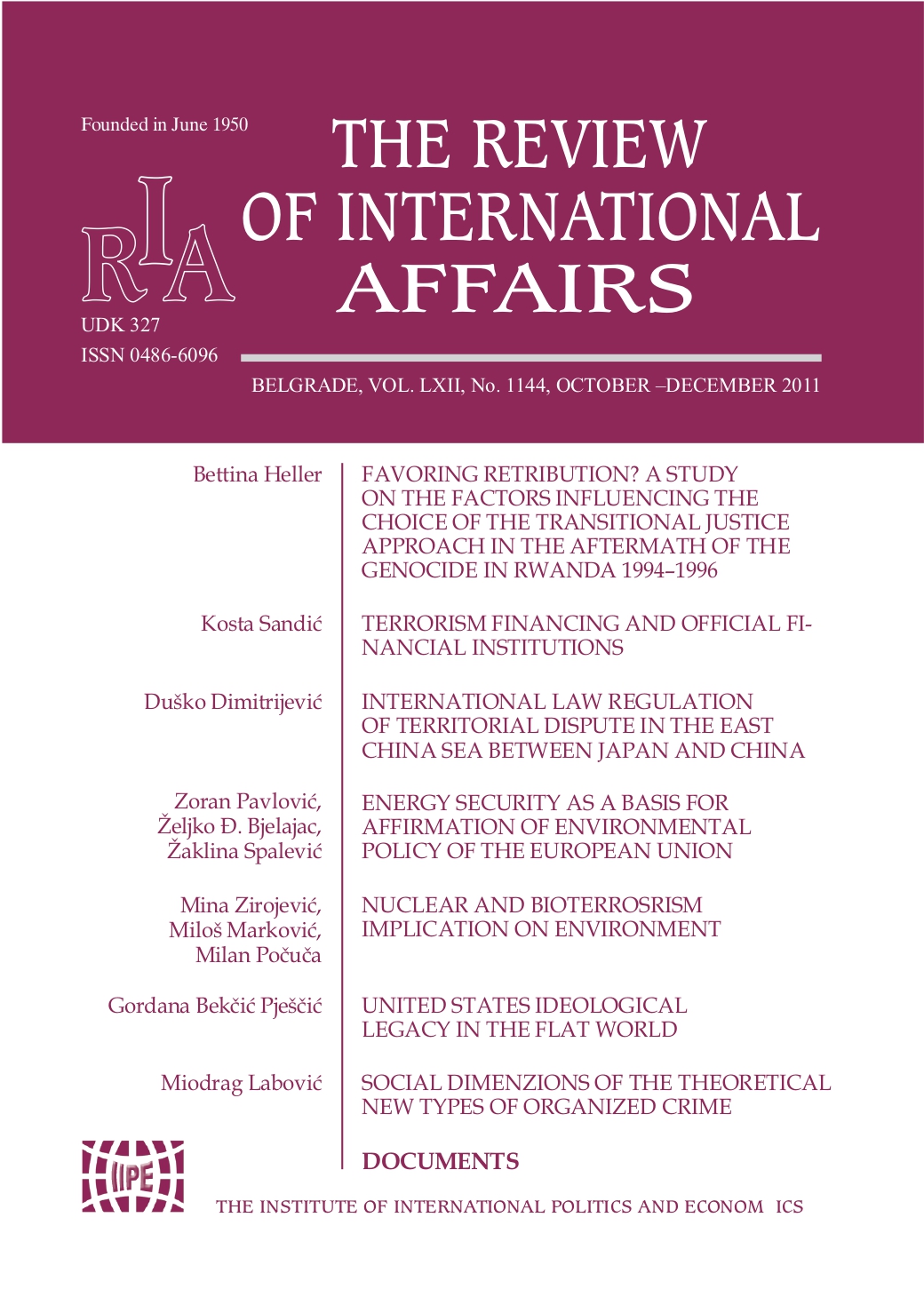 International Law Regulation of Territorial Dispute in the East China Sea Between Japan and China Cover Image