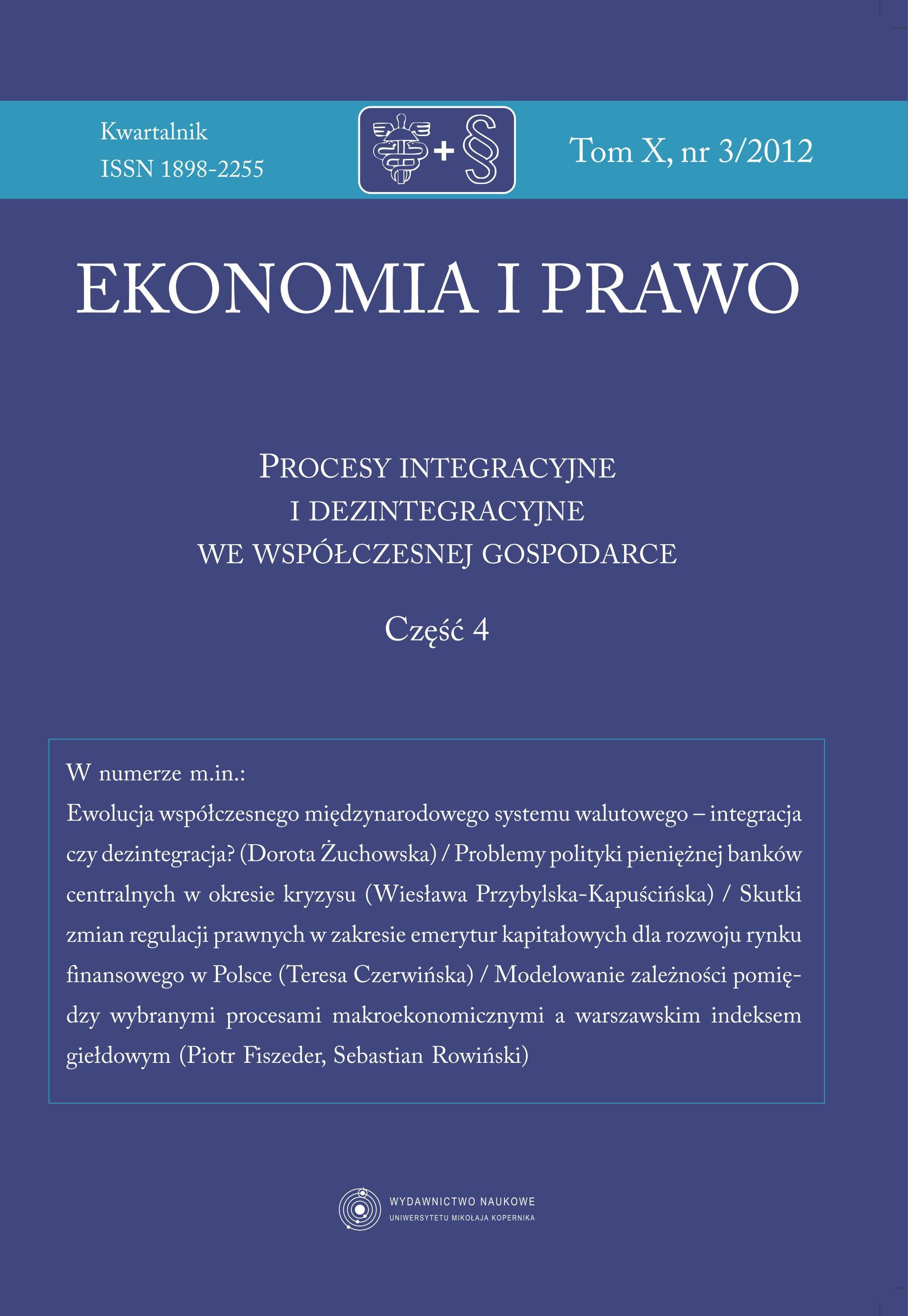 MODELING RELATIONS BETWEEN SELECTED MACROECONOMIC PROCESSES AND THE WARSAW STOCK EXCHANGE INDEX Cover Image