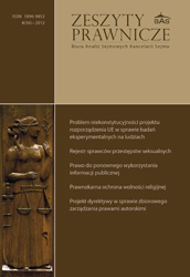 The bicameralism of parliament. Solutions concerning political system applied by the Constitution of the Republic of Poland of 2 April 1997. Cover Image