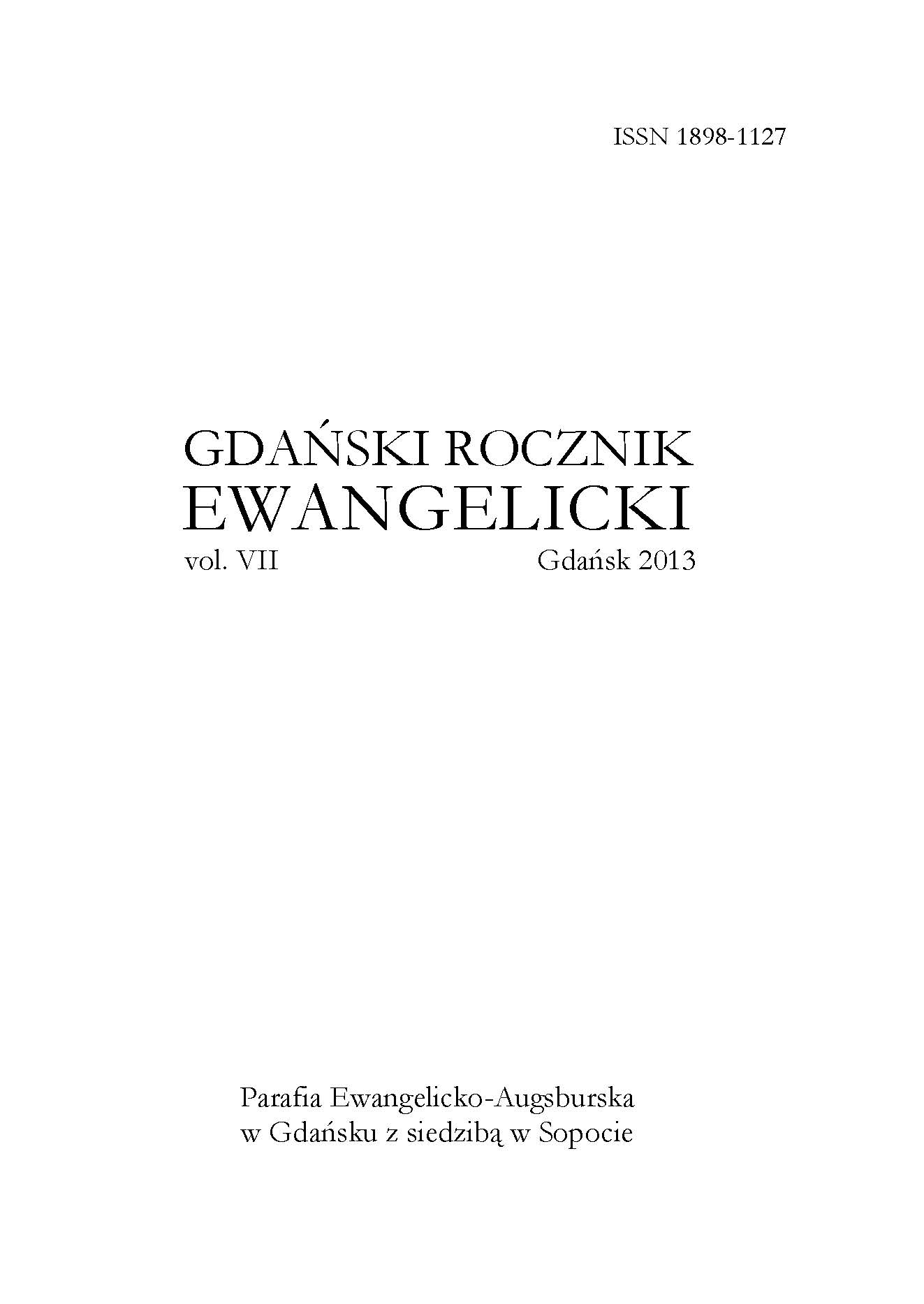 History of Polish Lutheran Parish in Gdynia (1931-1939). Part 2 Cover Image