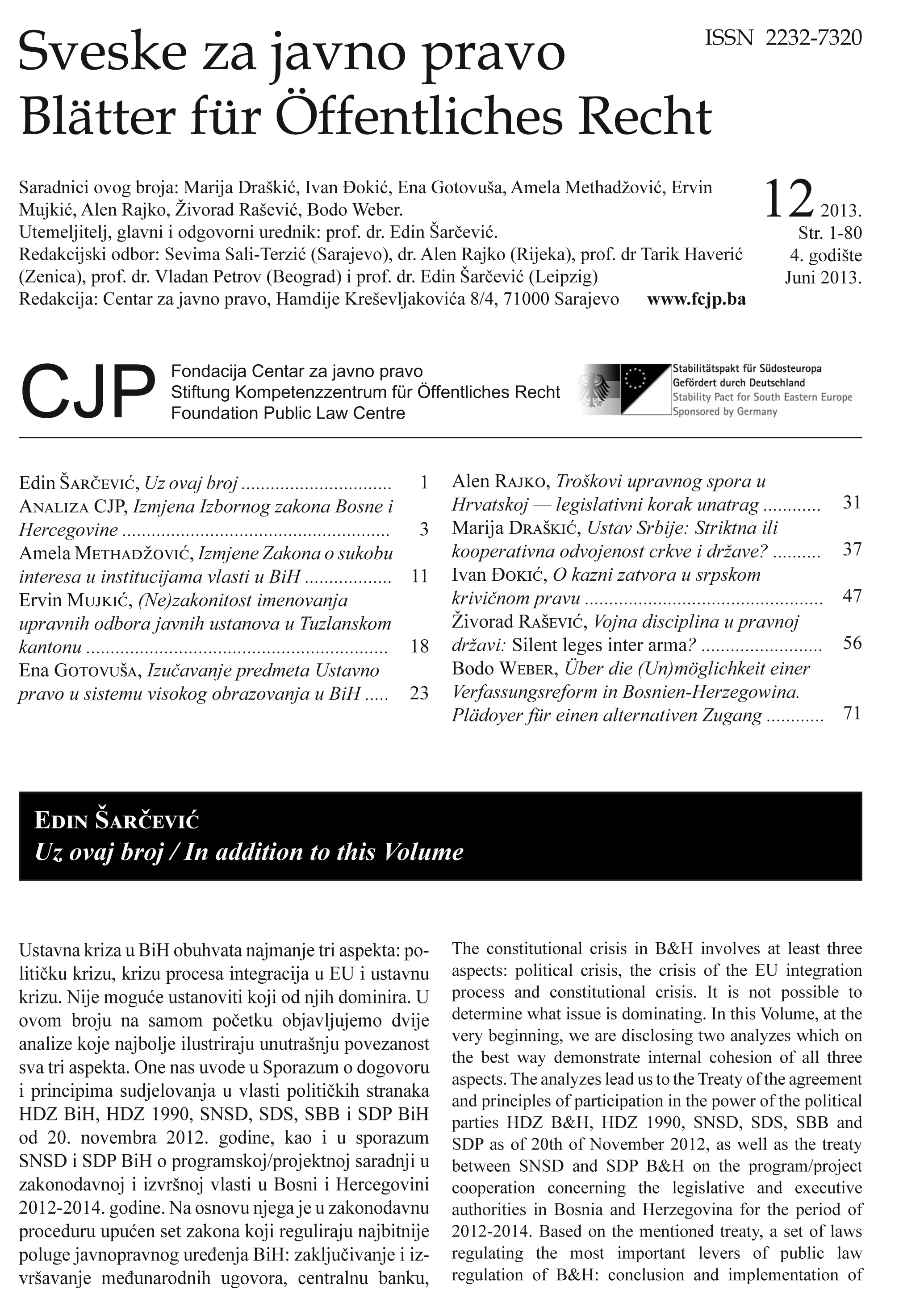 (Non) Legality of appointment of Steering Boards of public institutions in Tuzla Canton Cover Image