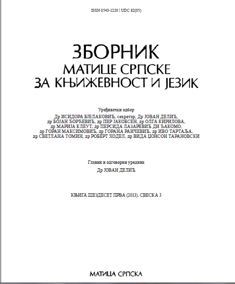 MODEL OF HOMONYMY, VERSIFICATIONS AND TEXTOLOGY OF NJEGOŠ' POEM LUČA MIKROKOZMA Cover Image