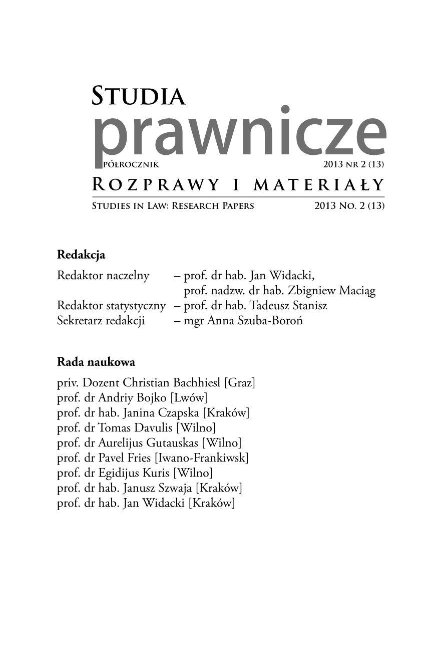 Legal status and the functions of the Presidium of the Polish Senate Cover Image