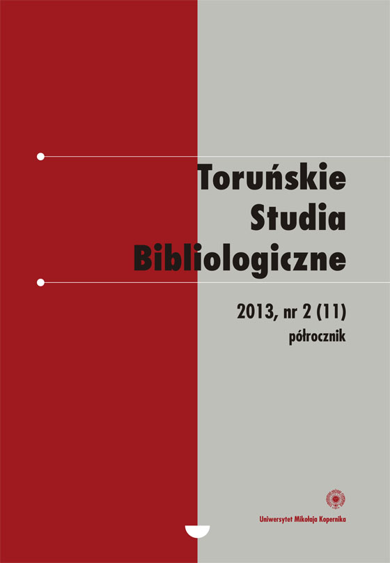 Polish Scientific Conference “The History of Books and Press: The Present State of Research 2011–2013” (Lubostroń, 22nd–23rd April 2013 Cover Image