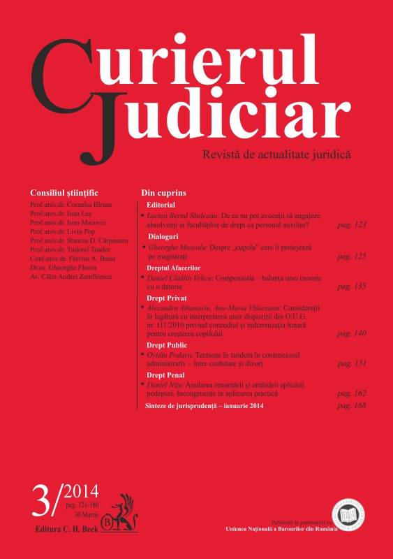 Sinteze de jurisprudenţă – Curtea Constituţională a României – Ianuarie 2014