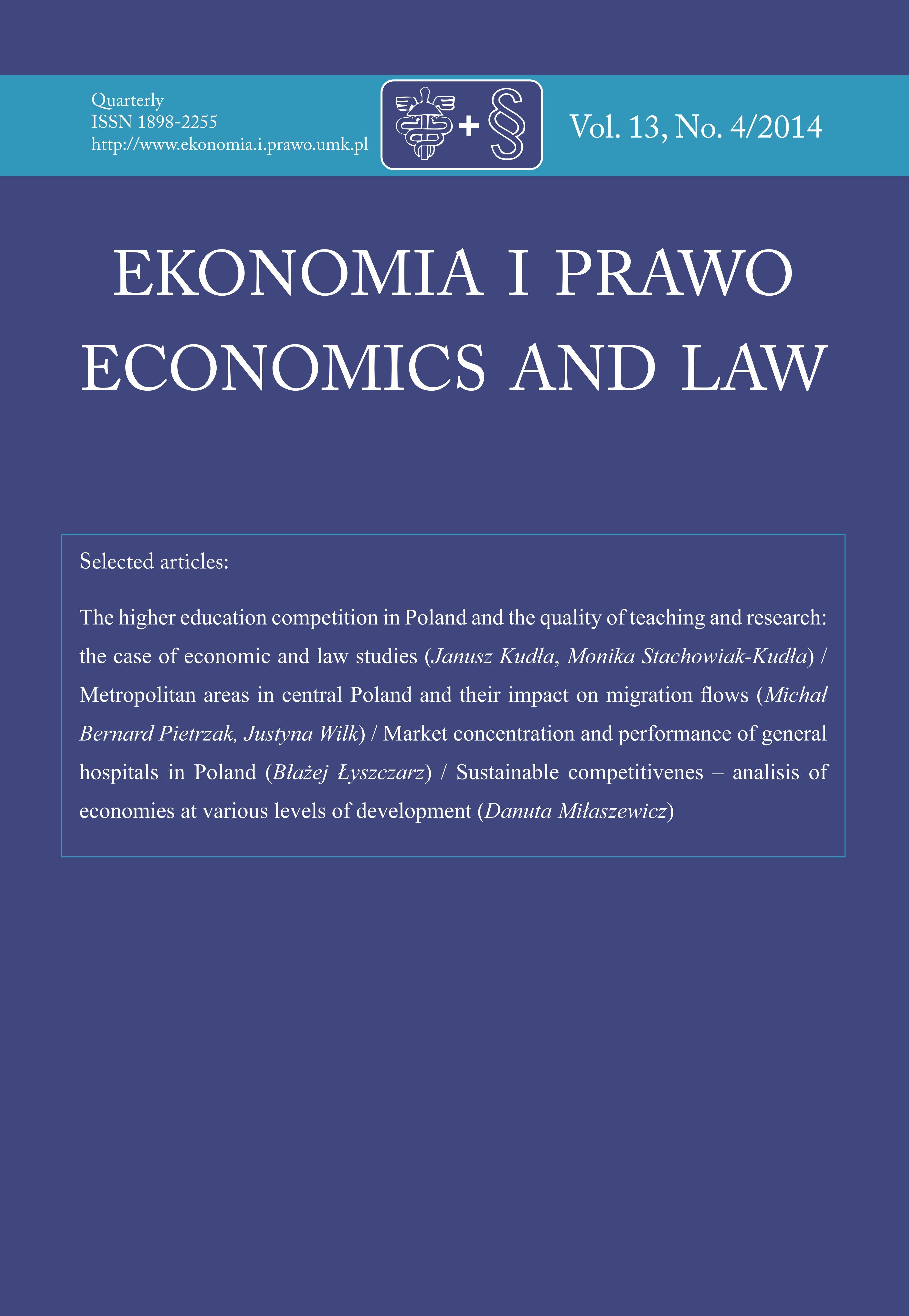 THE HIGHER EDUCATION COMPETITION IN POLAND AND THE QUALITY OF TEACHING AND RESEARCH: THE CASE OF ECONOMIC AND LAW STUDIES Cover Image
