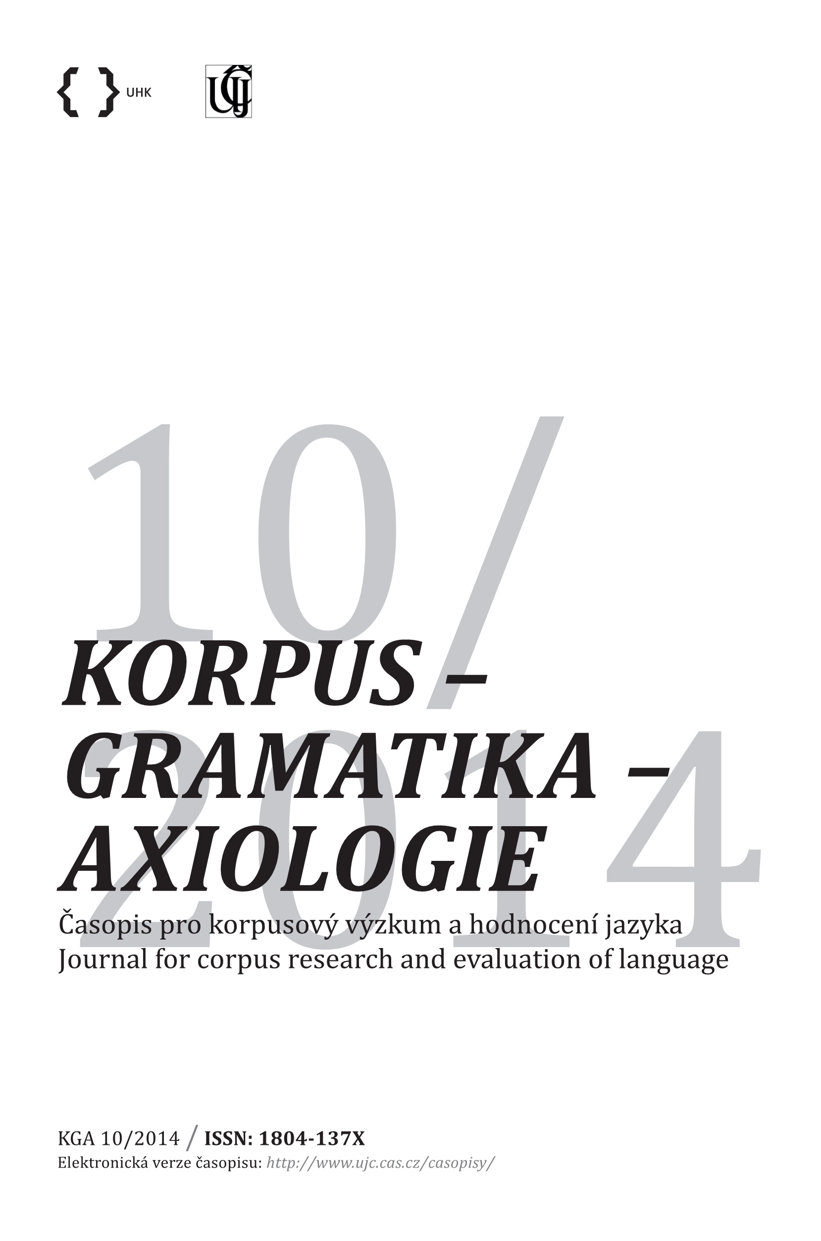 5. mezinárodní konference Gramatika a korpus (Grammar & Corpora): Varšava 2014 Cover Image