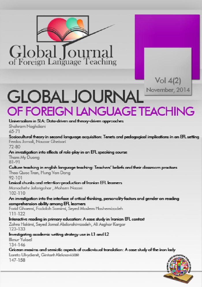 Sociocultural theory in second language acquisition: Tenets and pedagogical implications in an EFL setting Cover Image