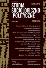 Party Identification and Ideological Proximity of the Party’s Program as Determinants of Electoral Decision in Parliamentary Election in 2011 Cover Image