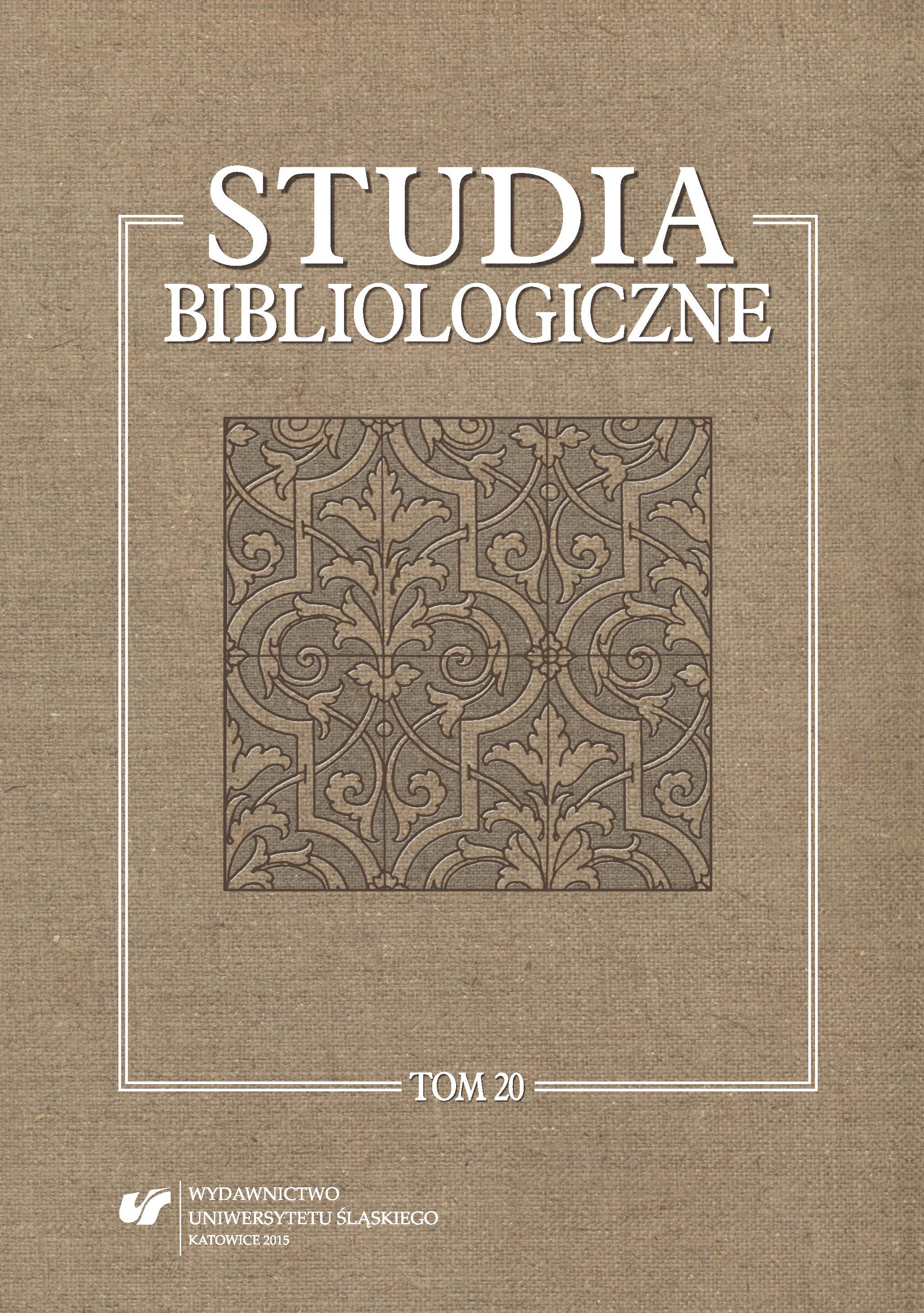 "Bibliological Studies" as a Source of Information on Silesia and Zagłębie Cover Image