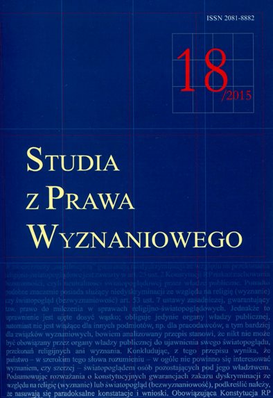 Legal opinion on the legal status of the Institute of Philosophy and Theology  of Edith Stein in Zielona Gora  after the conclusion of a cooperation agreement with the Pontifical Faculty of Theology in Wroclaw on 14 May 2013 Guidelines for... Cover Image
