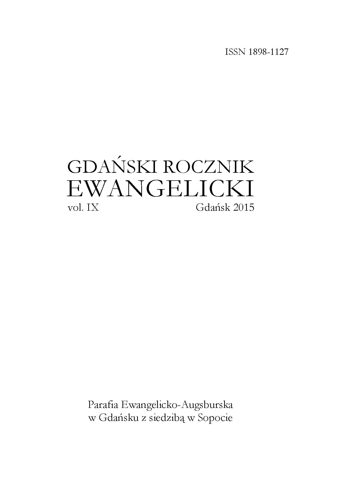 Kronika Parafii Ewangelicko-Augsburskiej w Gdańsku z siedzibą w Sopocie za rok 2015