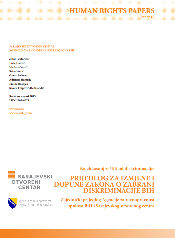 PROPOSED AMENDMENTS TO THE LAW ON THE PROHIBITION OF DISCRIMINATION IN BIH Cover Image
