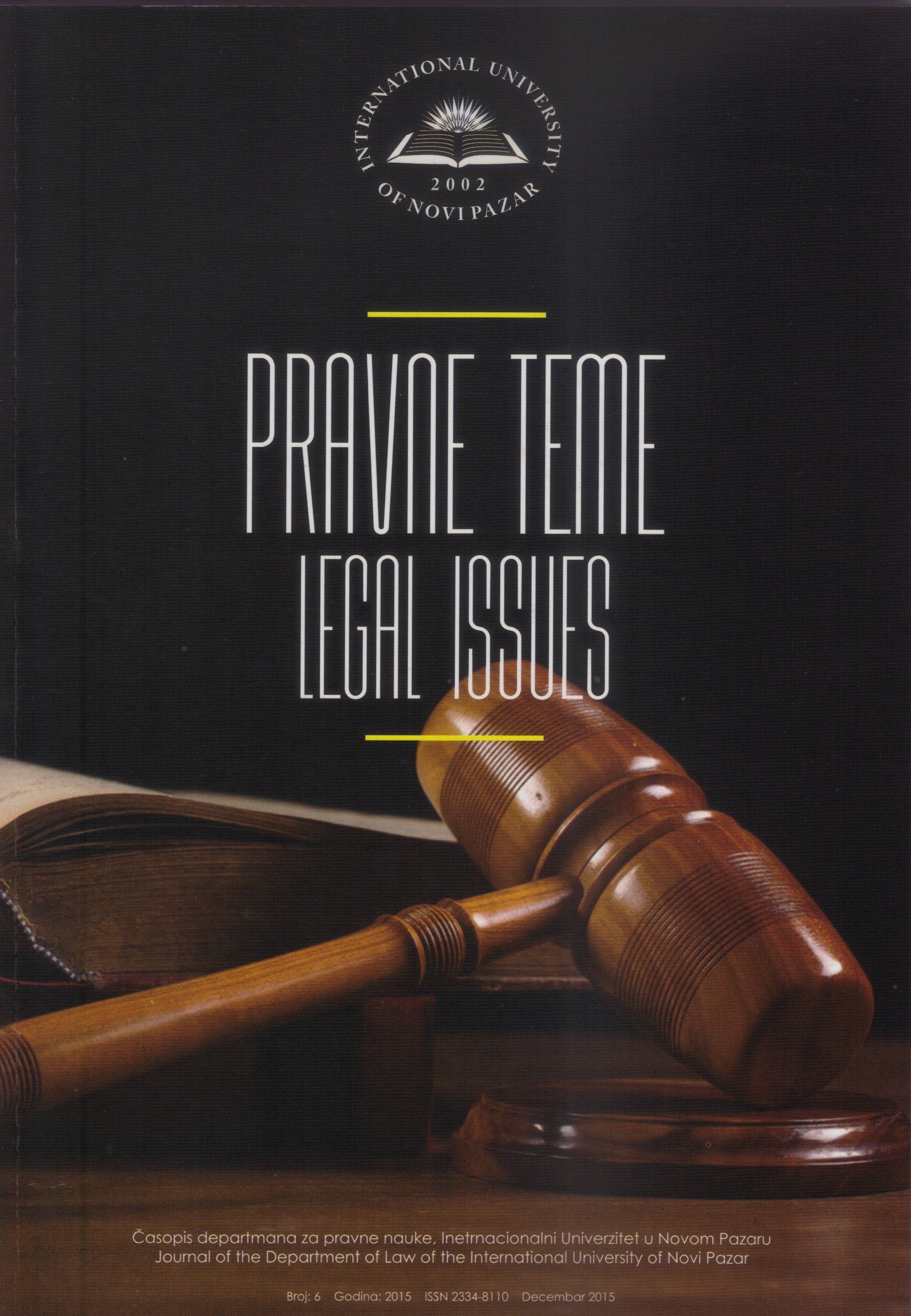 CORPORATE CRIMINAL LEGISLATION – NEW JURISDICTION OF THE CRIMINAL LAW AND SCIENCE DISCIPLINE Cover Image