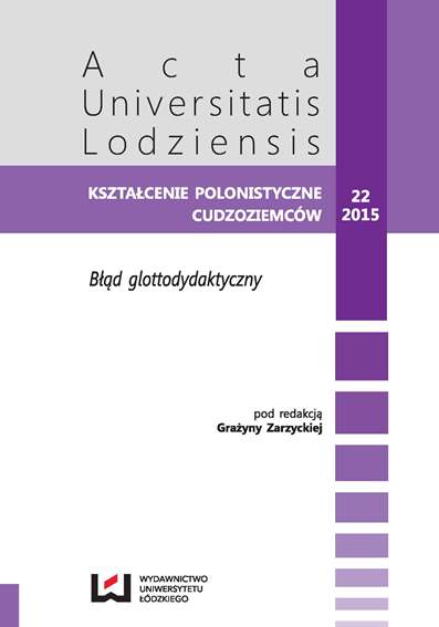 Mistakes in adaptations of literary texts (based on works by Polish Language Teaching as a Foreign Language specialization students) Cover Image