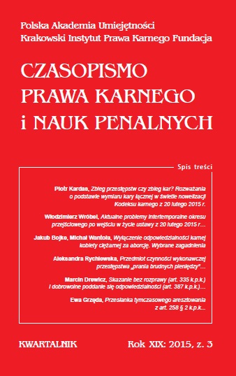 Concurrence of crimes or concurrence of penalties? Considerations about the grounds of imposition of aggravated penalty in the context of Criminal Code amendment of 20 February 2015 Cover Image