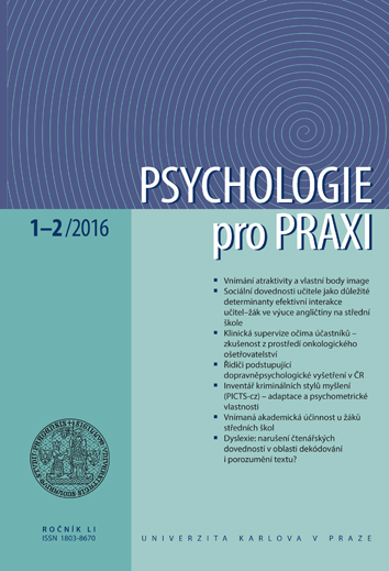 Inventory of criminal thinking styles (PICTS-cz) – adaptation and psychometric properties Cover Image