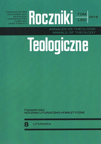 Report on the Research and Teaching Activities of the Institute of Liturgy and Homiletics at the John Paul II Catholic University of Lublin in the Academic Year 2015/16 Cover Image