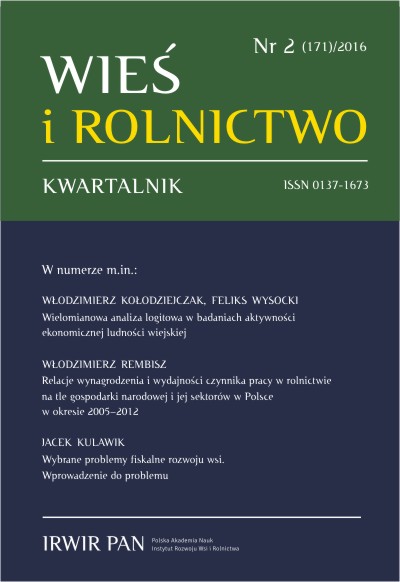 RELATIONSHIP BETWEEN LABOUR PRODUCTIVITY AND ITS REMUNERATION IN AGRICULTURE IN COMPARISON WITH NATIONAL ECONOMY AND ITS SECTORS IN POLAND IN THE PERIOD 2005 - 2012 Cover Image
