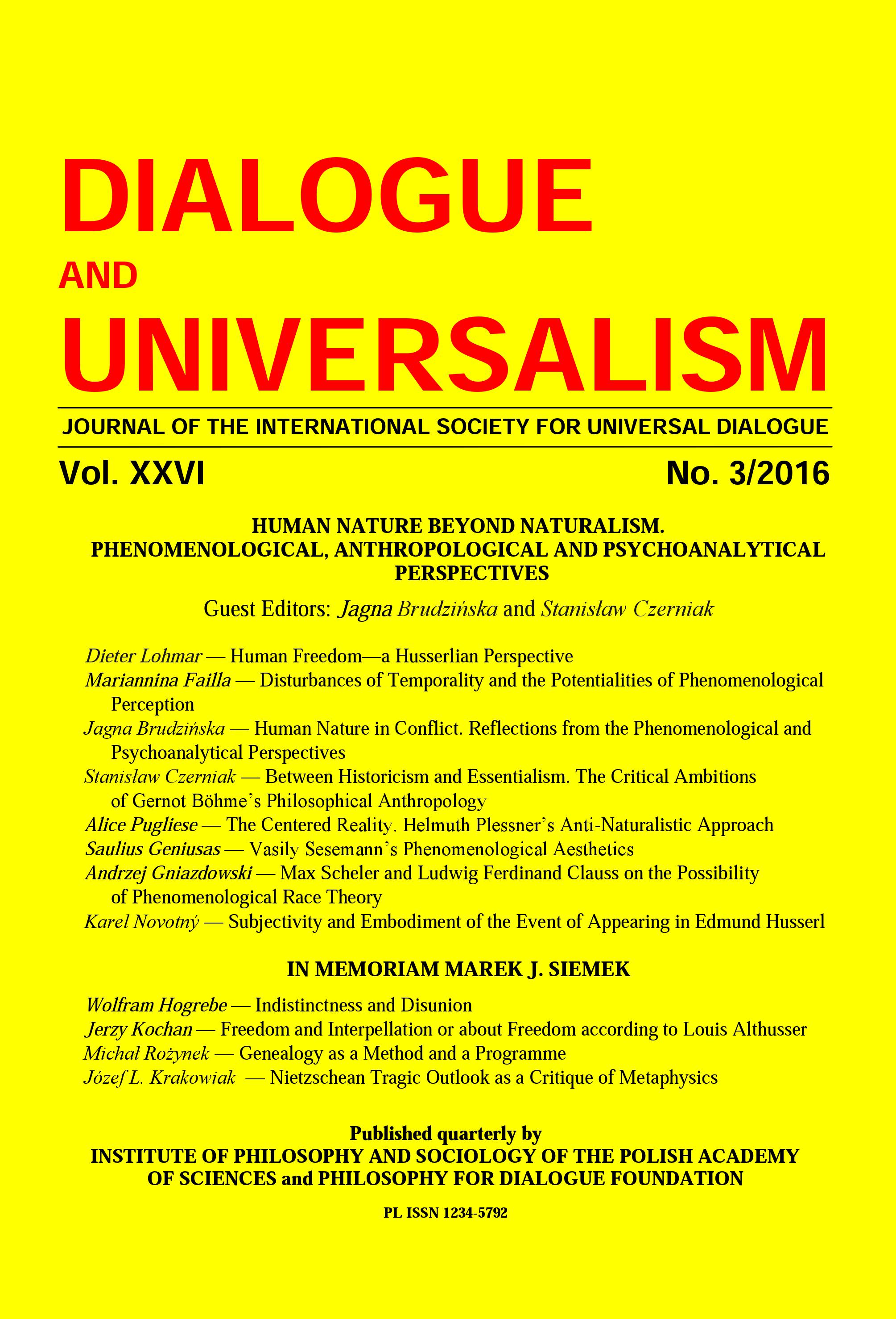 BETWEEN HISTORICISM AND ESSENTIALISM. THE CRITICAL AMBITIONS OF GERNOT BÖHME’S PHILOSOPHICAL ANTHROPOLOGY Cover Image