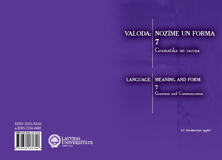 The Japanese adnominalising particle NO (の) and its correspondences in Latvian Cover Image