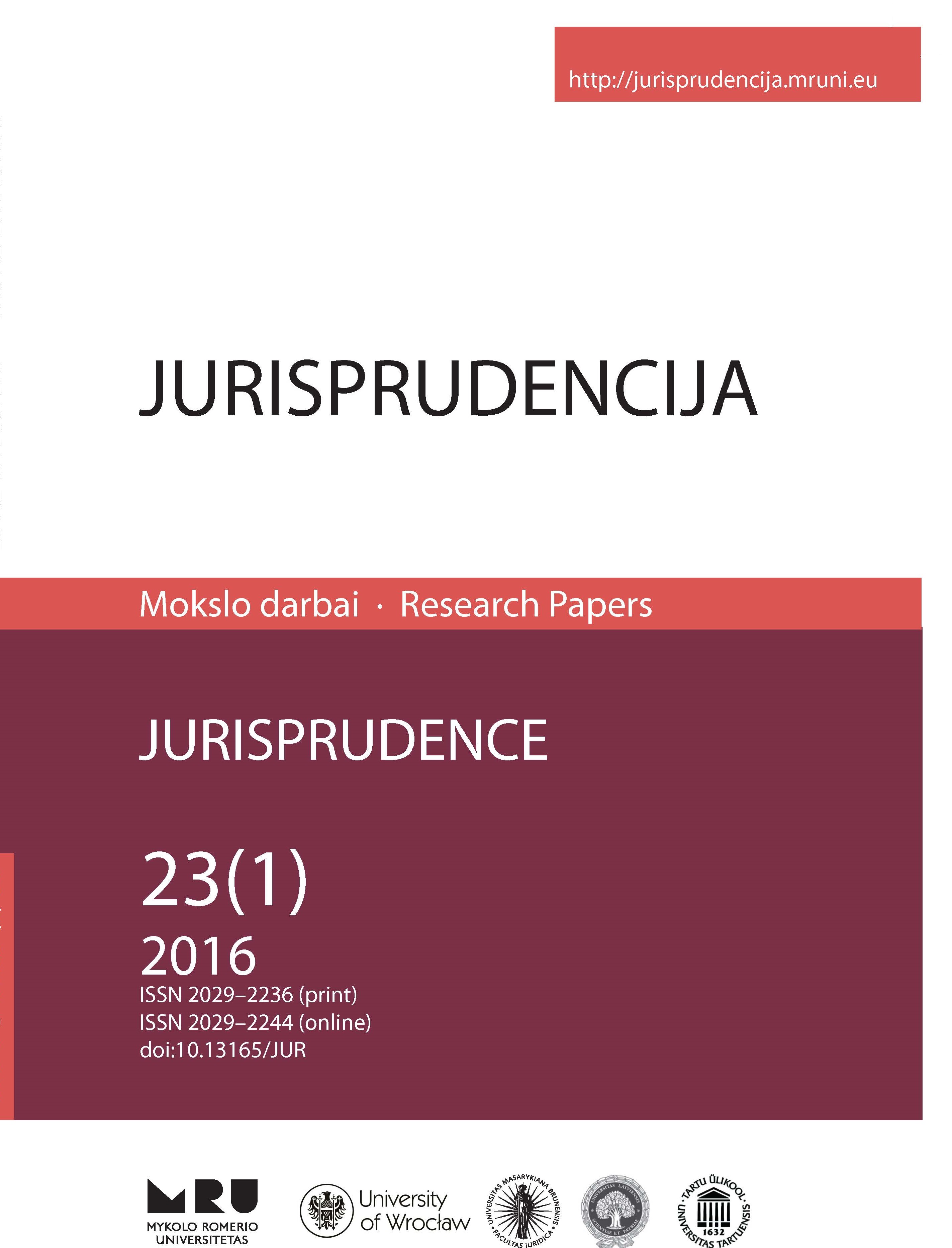 The specifics of criminal liability for forgery or disposing of forgeries in the jurisprudence of criminal law of the Republic of Lithuania Cover Image