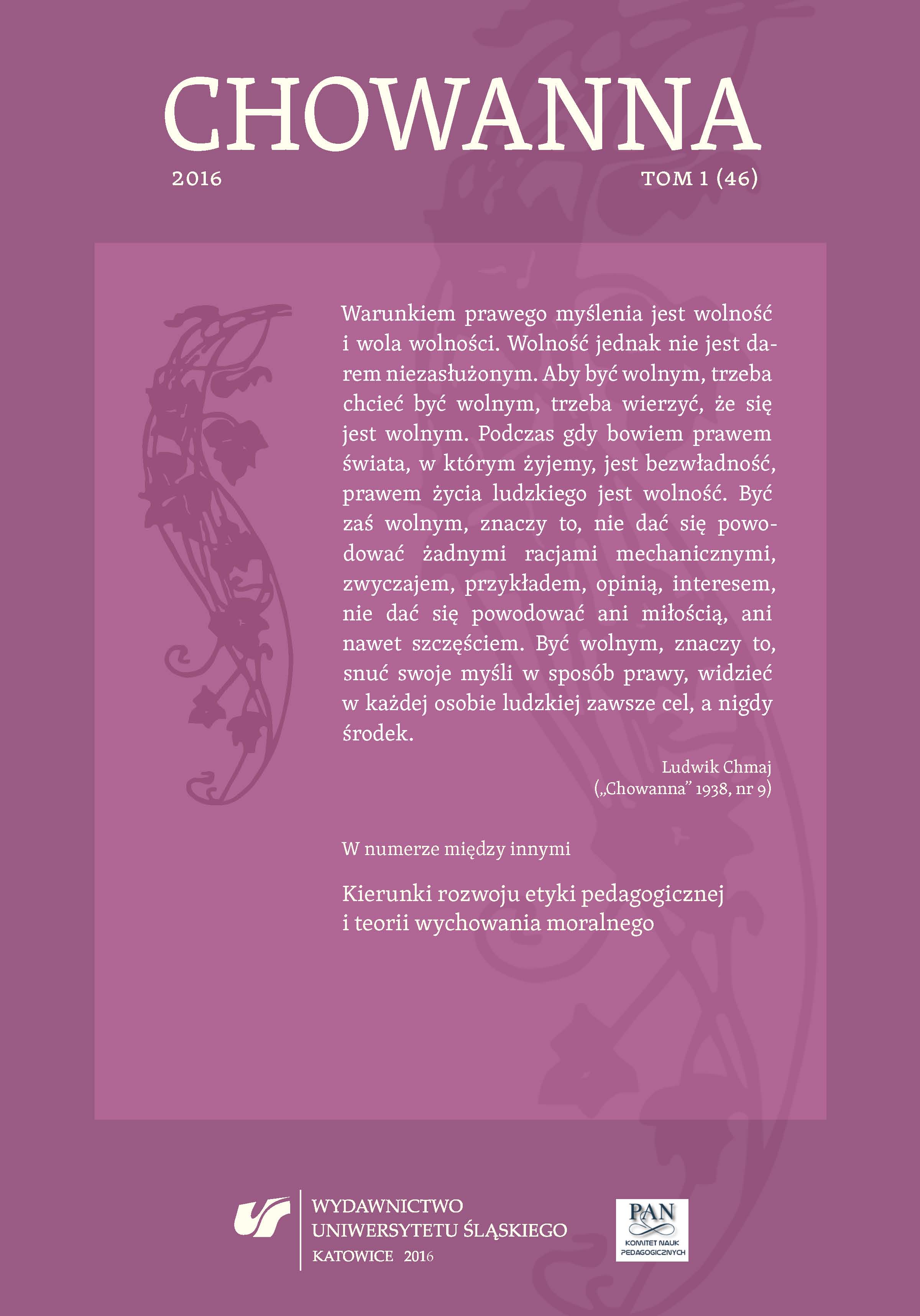 Monographic Part. Developmental Directions of Pedagogical Ethic and Theory of Moral Education (edited by Alicja Żywczok): Introduction Cover Image