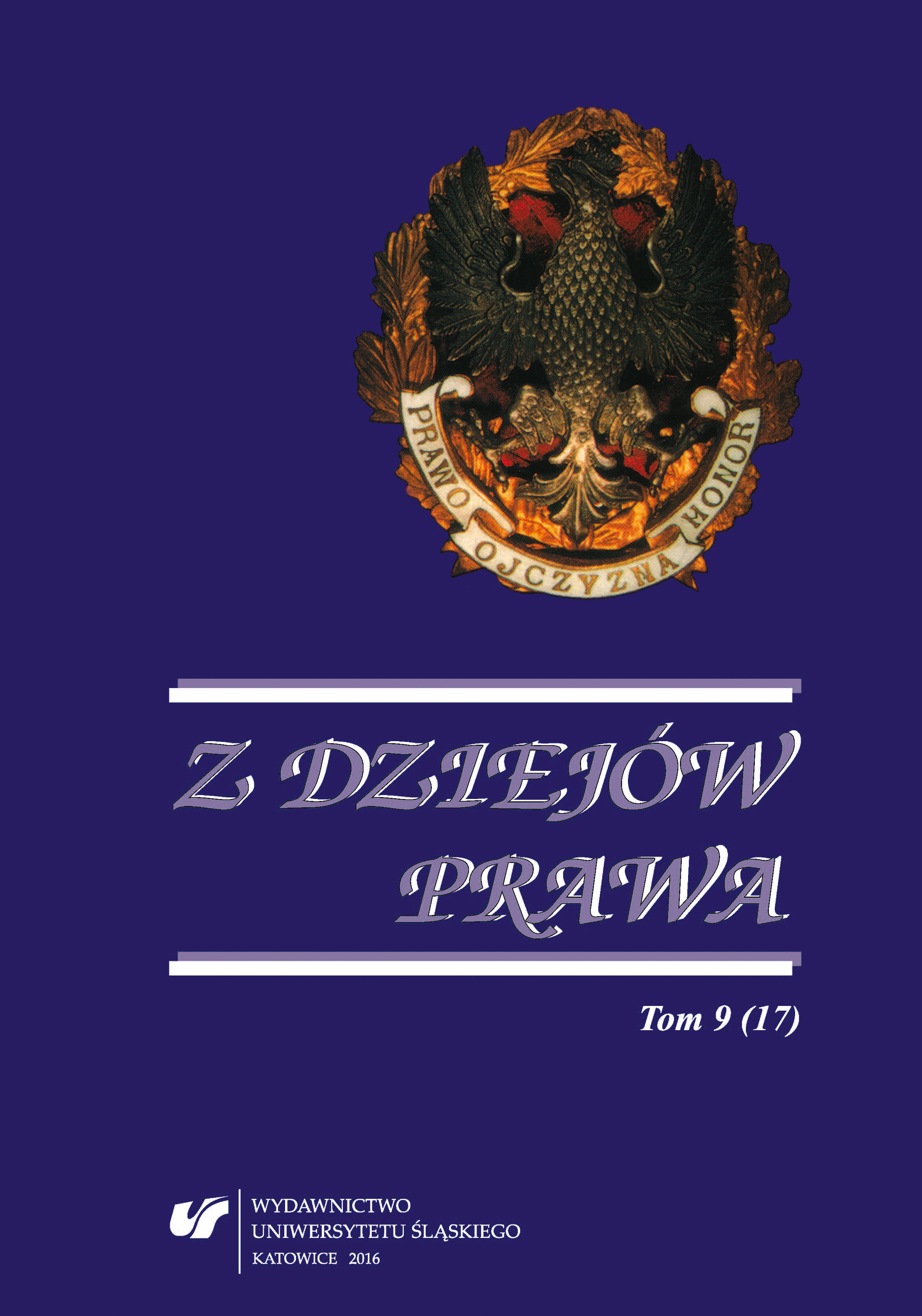 Edward Szymoszek’s Reflections in “Z Dziejów Prawa” (“From the History of the Law”) Cover Image