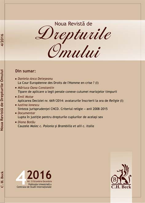 Synthesis of NCCD jurisprudence. The religion criterion – 2008-2015 Cover Image