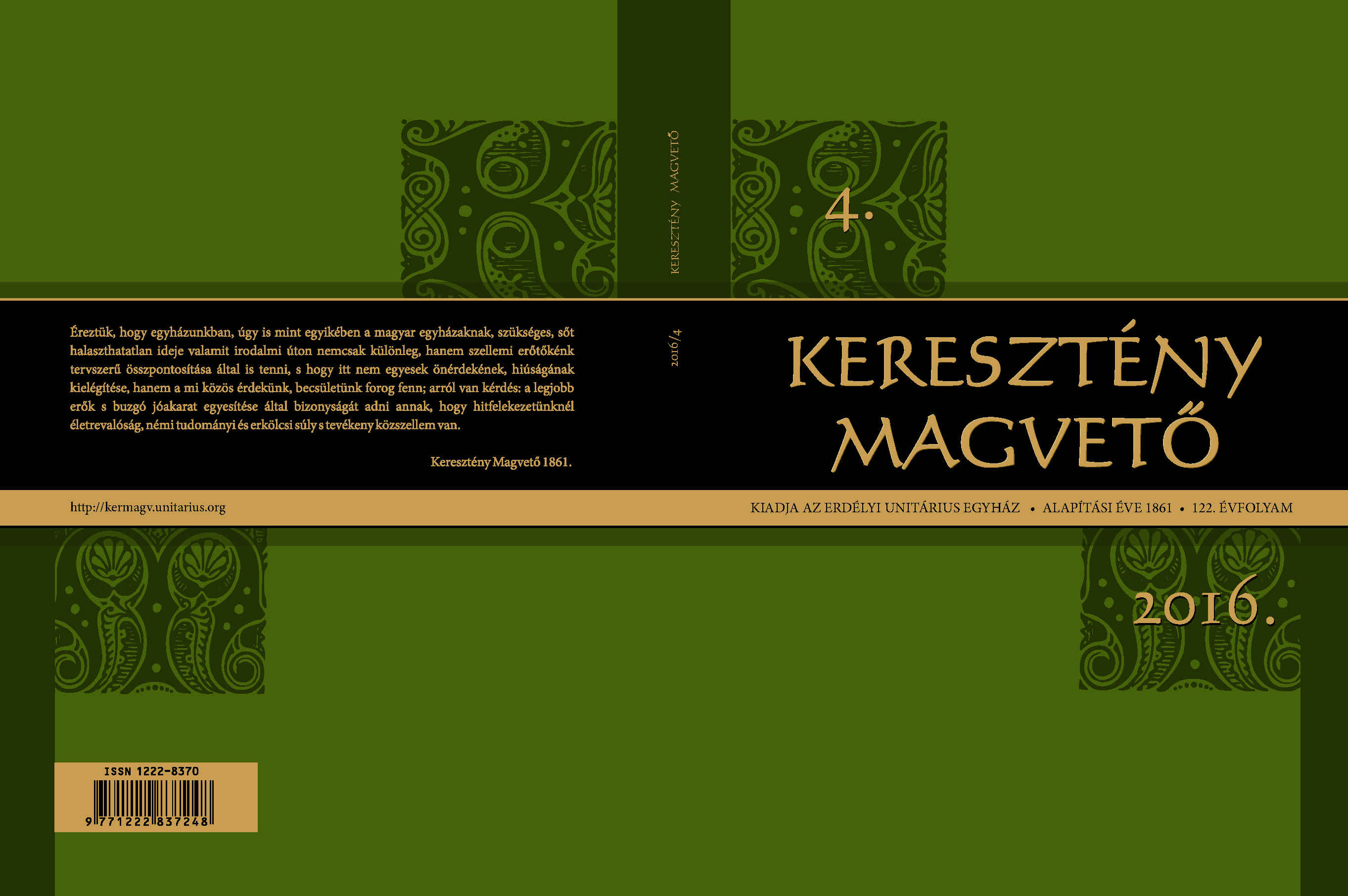The Matriculas of the Unitarian College, Kolozsvár (Cluj) in the Archives of the Hungarian Unitarian Church Cover Image