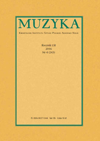 Works by Croatian Music Writers of the Sixteenth to Eighteenth Centuries held in Polish Libraries. On the Migration of Ideas on Music Cover Image