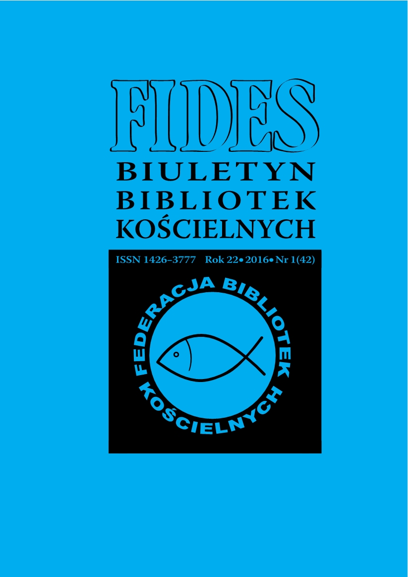 „Fides. Biuletyn Bibliotek Kościelnych” – a Younger Brother of „Archiwa, Biblioteki i Muzea Kościelne” Cover Image